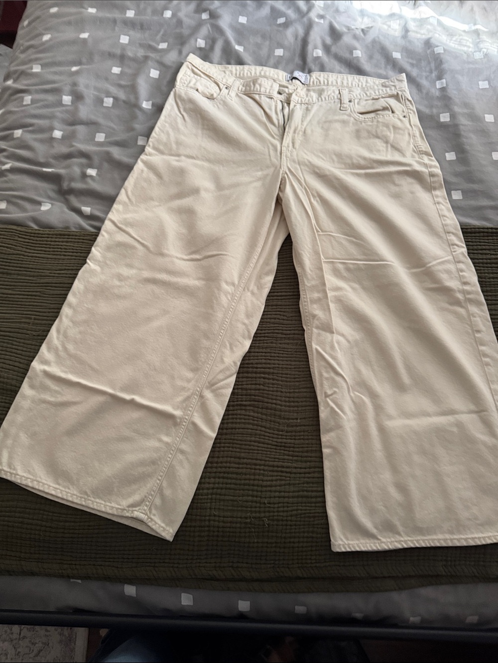 Gap Baggy Mid-Rise Wide-Leg Cream Jeans
